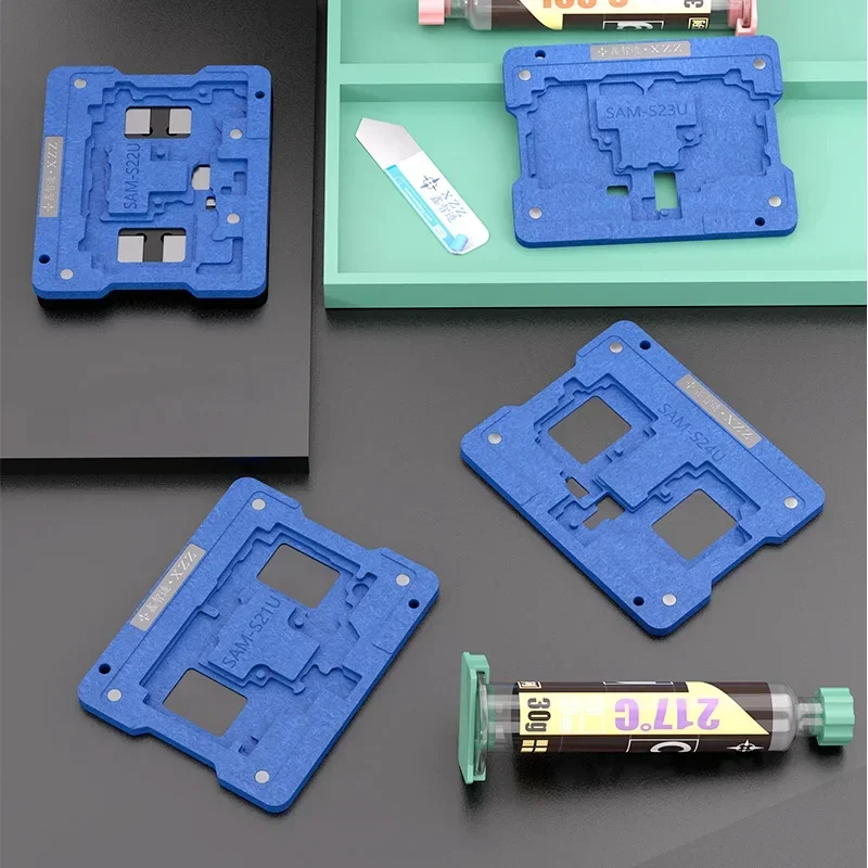 Xz ar sam s21/s22/s23/s24 ultra bga reballing estêncil camada intermediária plantio plataforma de estanho placa de posição de reparo da placa-mãe