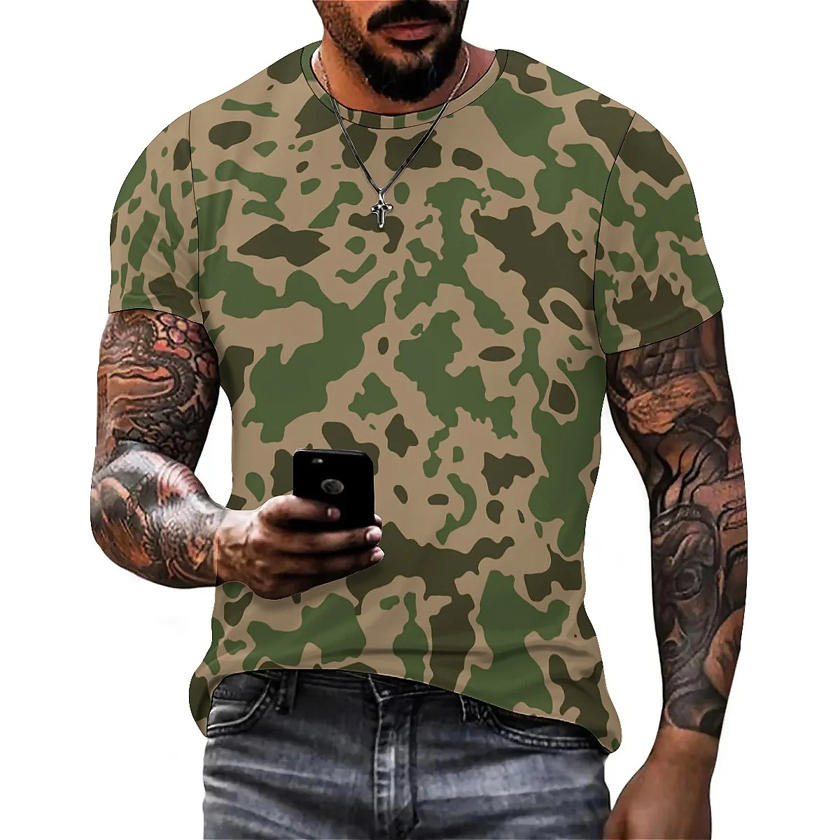 New Personalized Rock Style Men's 3D Printed Short-Sleeve T-Shirt - Youth Party Top