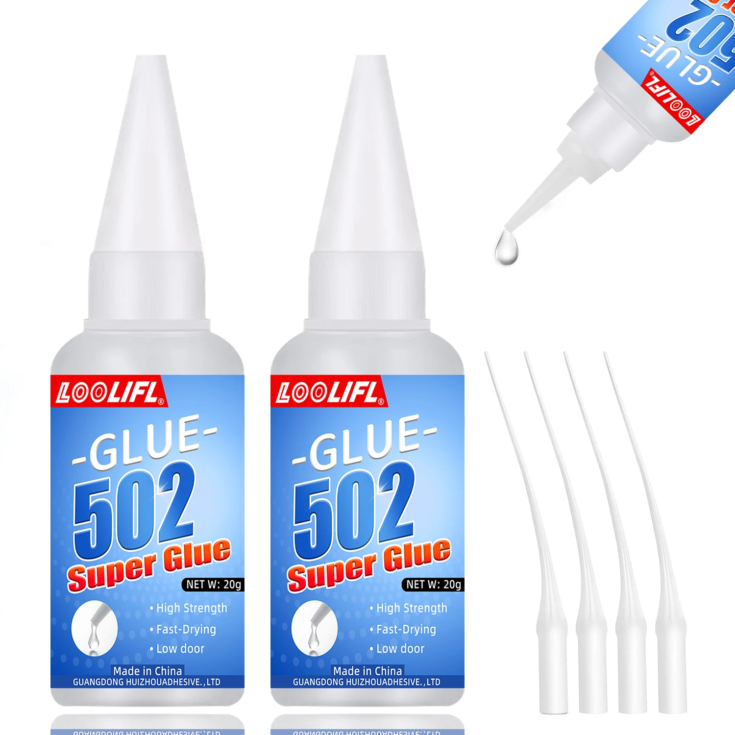 

LOOLIFL1-5pcs 20g 502Extra Strong Super Cyanoacrylate Glue Superglue Mighty Instant Glue for Resin Ceramic Metal Glass,plastic