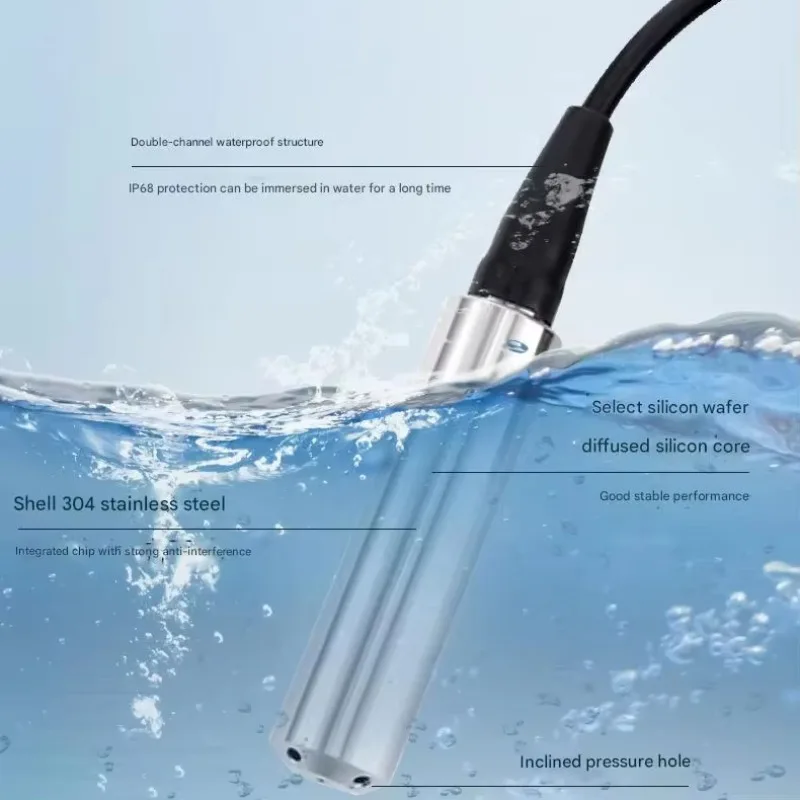 IP68 جهاز إرسال مستوى غاطس منخفض الطاقة RS485 لإمدادات المياه معالجة مياه الصرف الصحي ومستشعر خزانات مياه الحريق