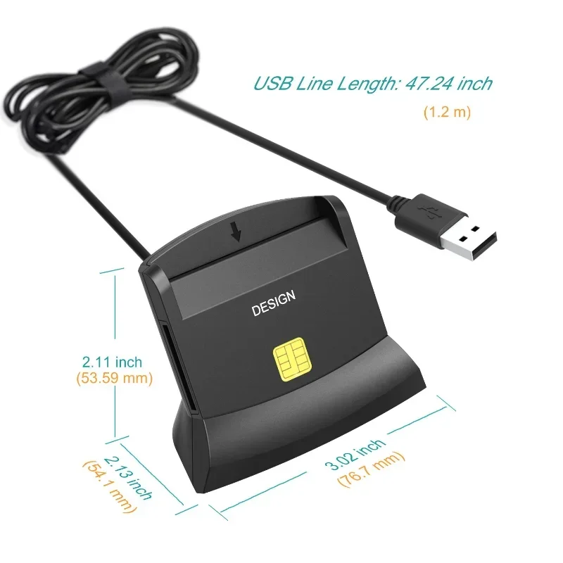 Card Reader With LED Indicator USB Smart DNIE ATM CAC IC ID Bank SIM Cloner Connector for Windows