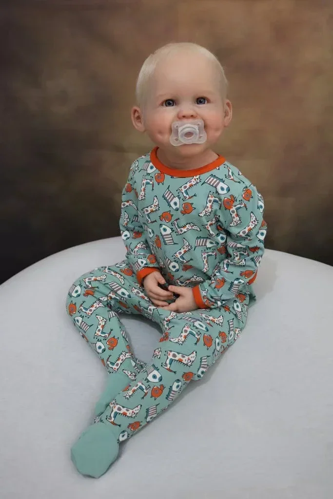 

EGO Limited Supply 29‘’Reborn Baby Dimple Boy PaintedFinished Huge Boy With Hand-Rooted Short Blond Hair Christmas Gift