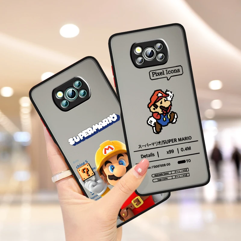 Trend Supers M-Marios Cartoon Frosted Translucent For Xiaomi Mi Poco X5 X4 X3 M6 M5S M5 M4 M3 F5 F4 F3 GT Pro 5G TPU Phone Case