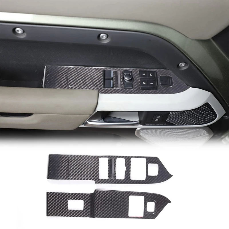 

Dry Carbon Fiber Window Lift Switch Frame Cover Trim For Land Rover Defender 90 2020-2023 LHD Interior Accessories