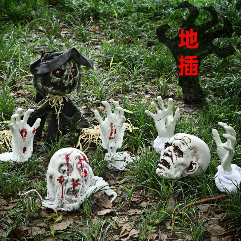 Halloween Horror Scene Decoration Props Outdoor Standing Skeleton Hand Zombie Female Ghost Inserted Into The Ground Decoration