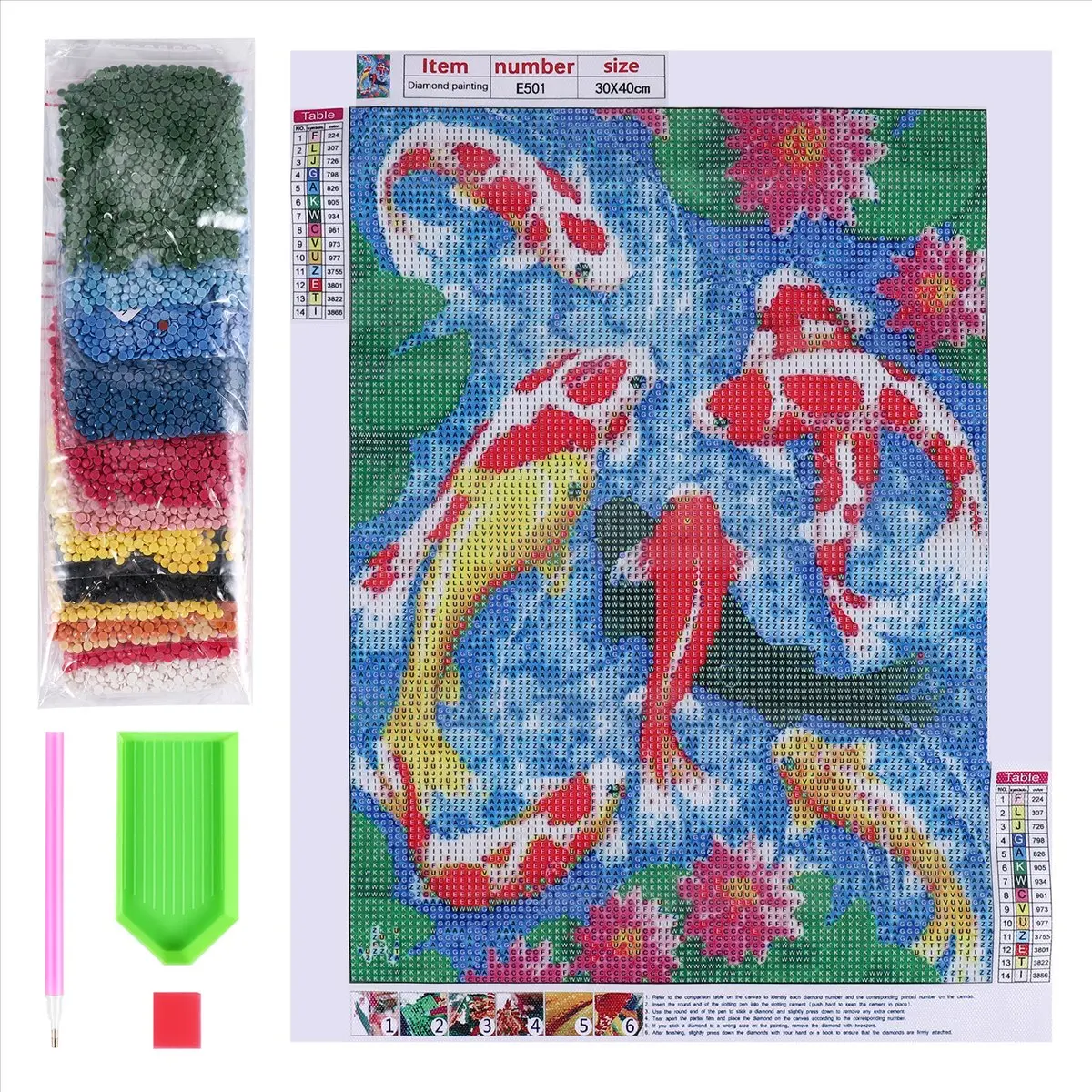 

ABLQ Fish Kits for Adults, Embroidery Kits with Tools for Home Wall Decoration