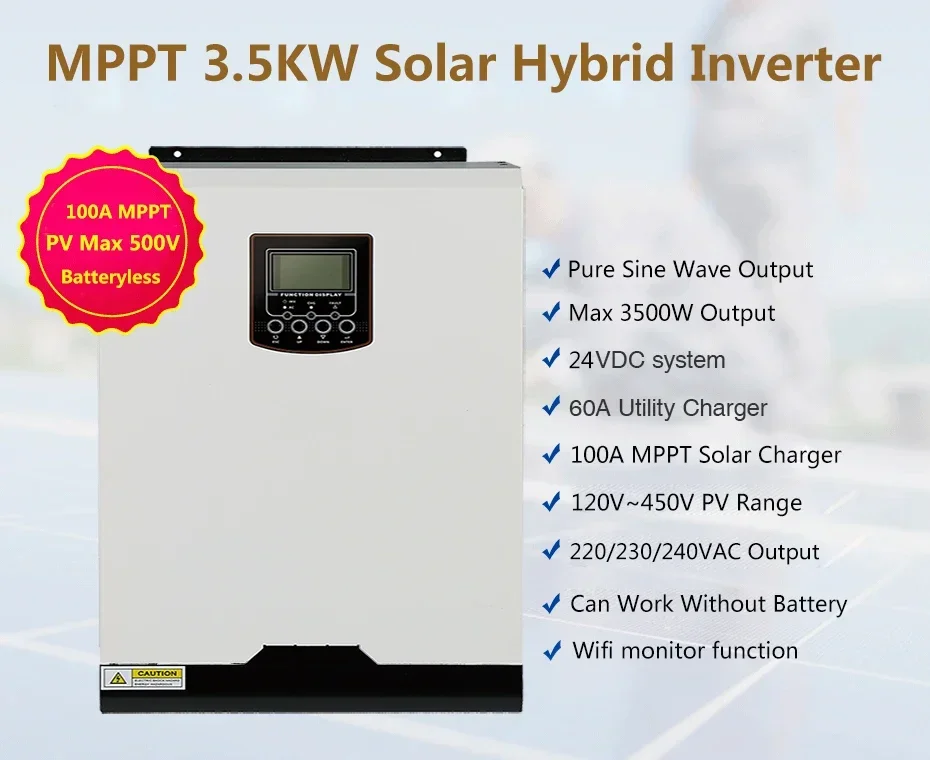 YYHCHigh Frequency Single Phase 48vdc 230vac 3500w Off Grid 3.5kw Solar Inverter With Mppt 100A