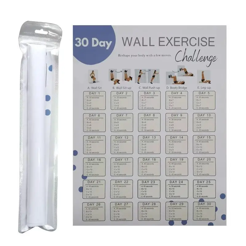 30 Day Exercise Challenge Poster Fitness Challenge Worksheet Home Gym Log Sheet Wall Blank Exercise Planner Poster For Youth