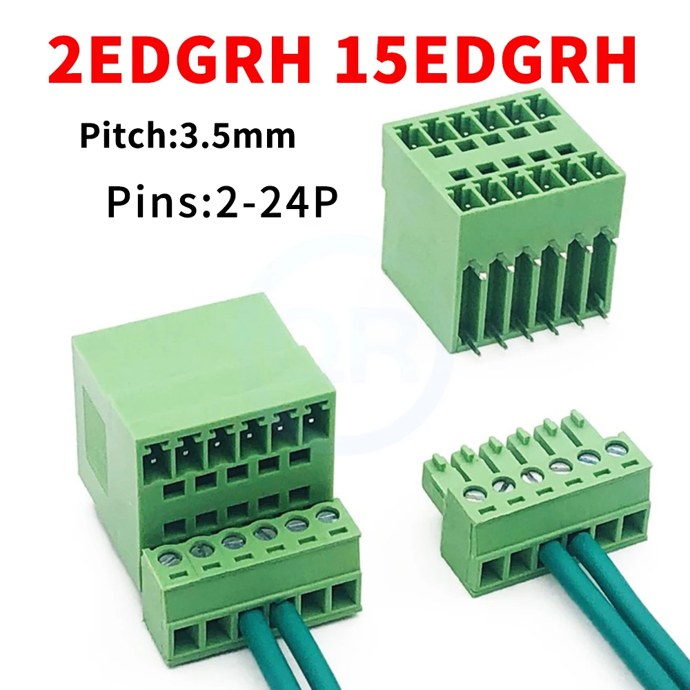 (10 Sets) KF 2EDGRH + 2EDGK 3.5mm Double Plug PCB Terminal JM 15EDGRH + 15EDGK 3.5 Double Row Bend Pin Header with Plug Set