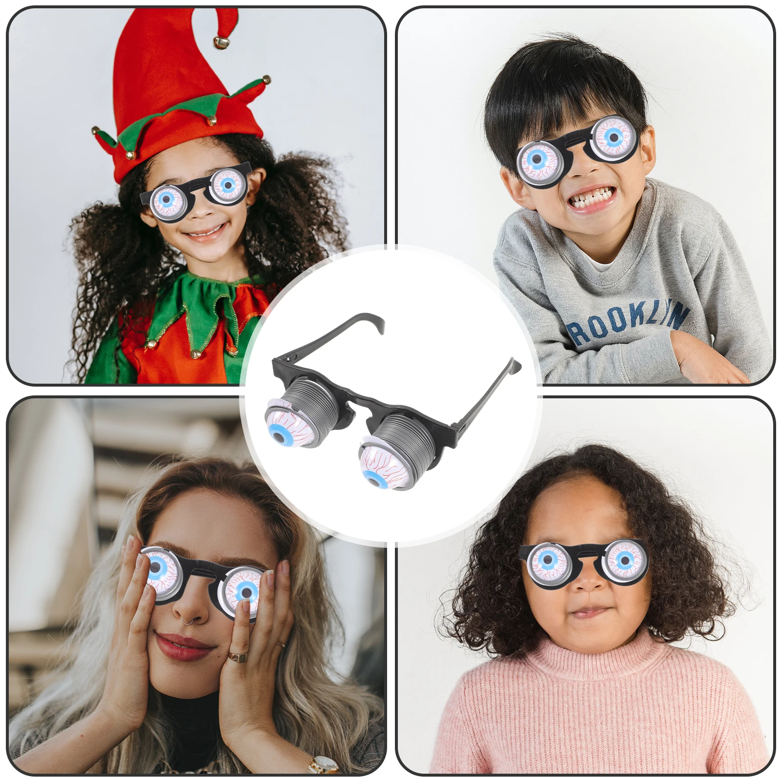 

2pcs Scary Eyeball Glasses Prank Props Fake Spring Eyeglasses Horror Party Toys Bloody Eyewear Spooky Craft Decor Haunted House