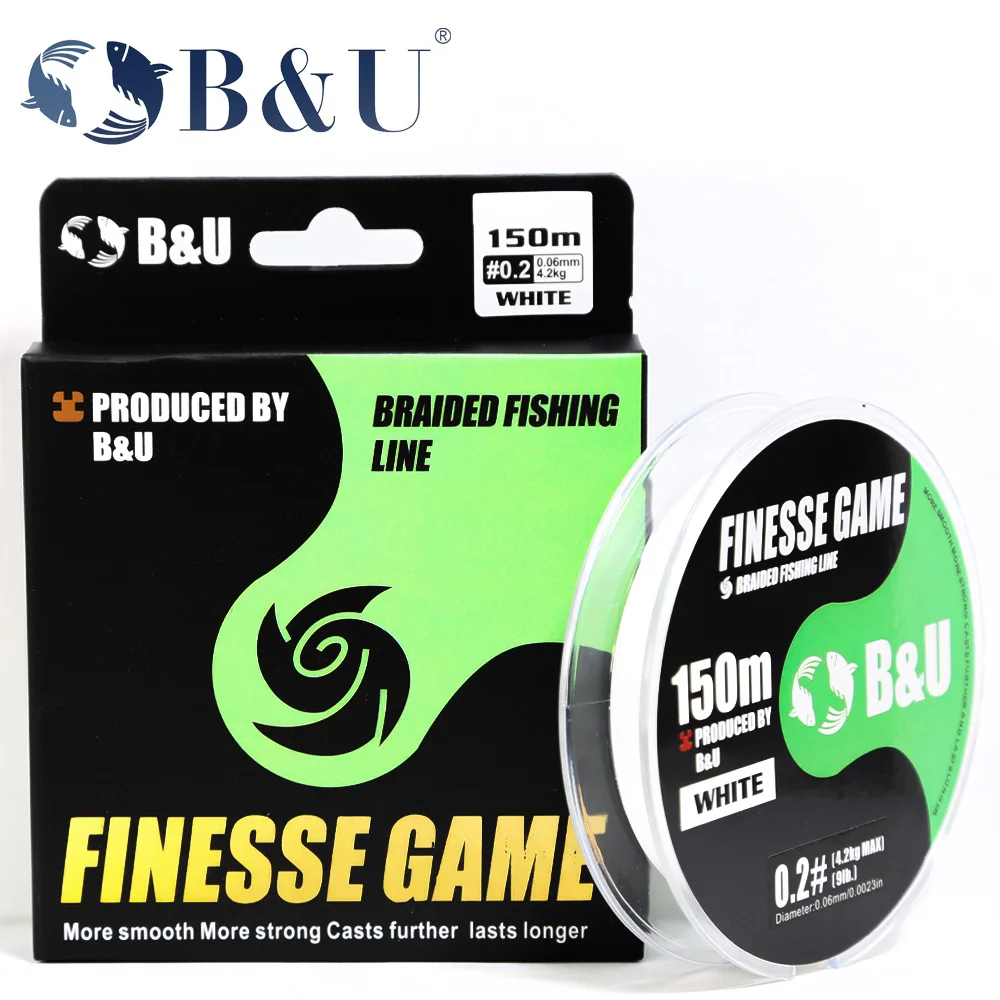 

B&U Micro Fly 100M 150M Braid PE Fishing Line 4 Strand Far Casting Distance Super Stiff&Strong