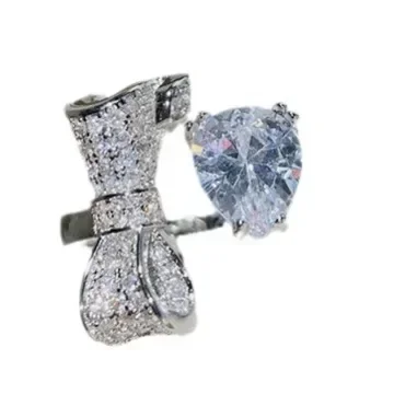 MDL مويسانيتي Styl.Niche الشريط دمعة الدائري 18K ملفوفة بالماس المألوف والحلو كامل الماس حلقة مفتوحة