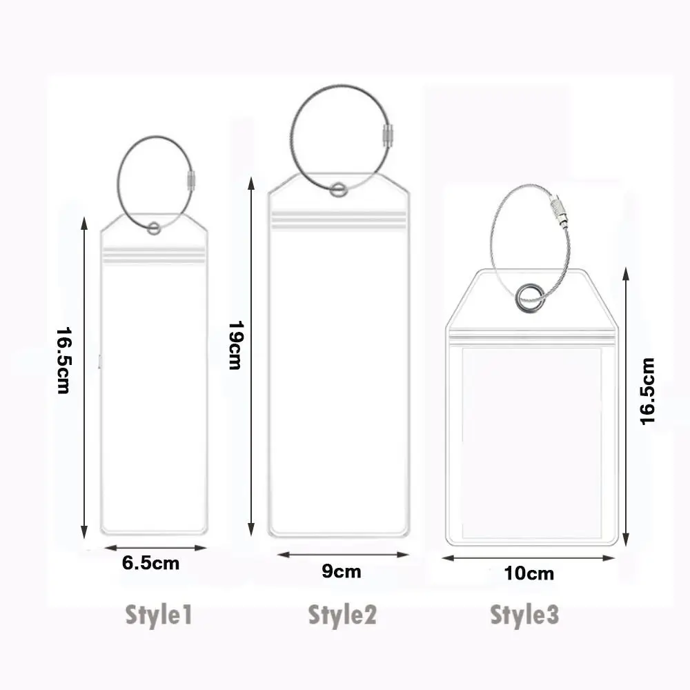 Steel Wire Cable Loop Cruise Luggage Tag Holders PVC Waterproof Clear Cruise Tags Zip Seal Pouch Ship Ticket Card Sleeve