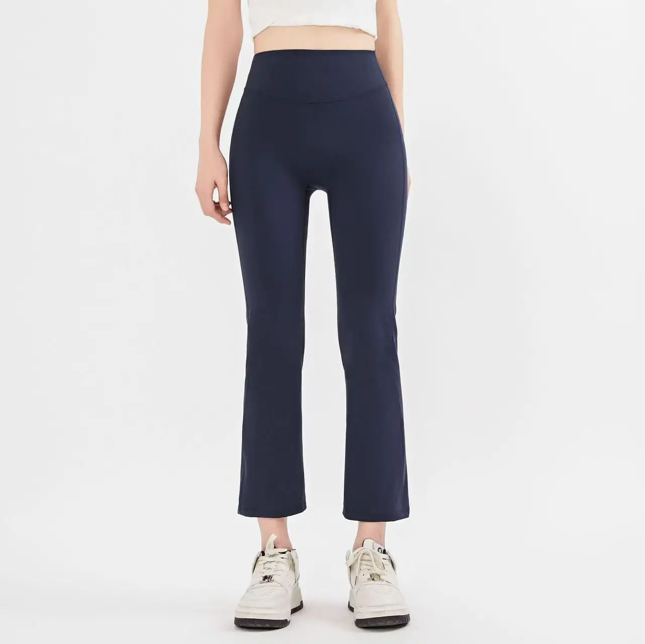 Nude High-Waist Elastische Yoga-Mikro-Schlaghose Leggings Gym Pfirsichfarben Hüftstraffend Enganliegend Outdoor Pilates Taillenformend – Detail 4