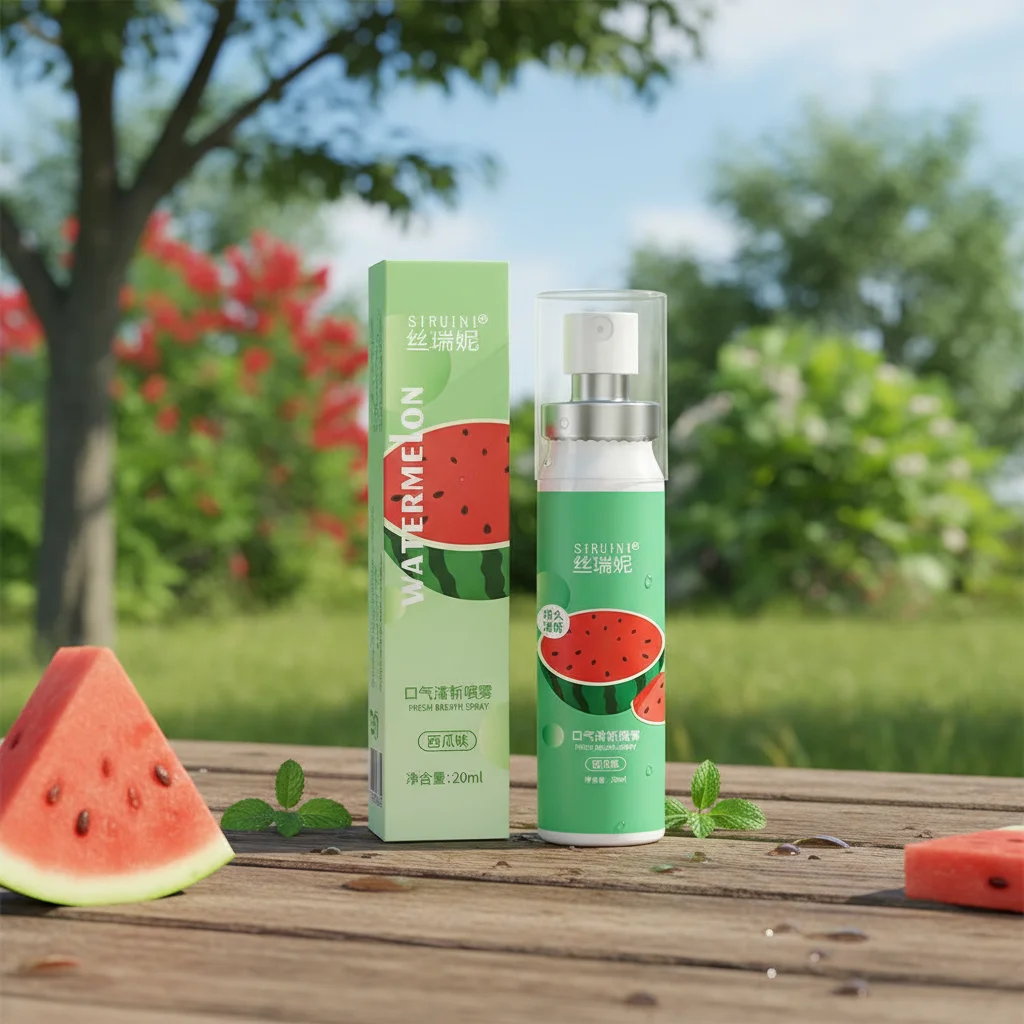 

Portable 20ml Fresh Breath Spray Longlasting Watermelon Flavor Artifact Female Male Breath Kissing Mouth Spray Cleaning Spray