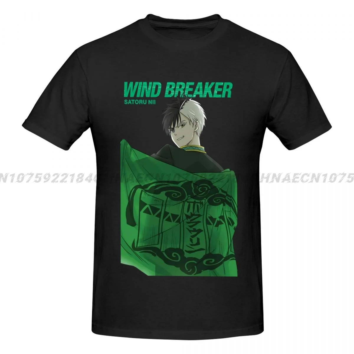 Green Wind Breaker Fashion Tops Print Men Round Neck Harajuku T Shirts Oversized t-shirts