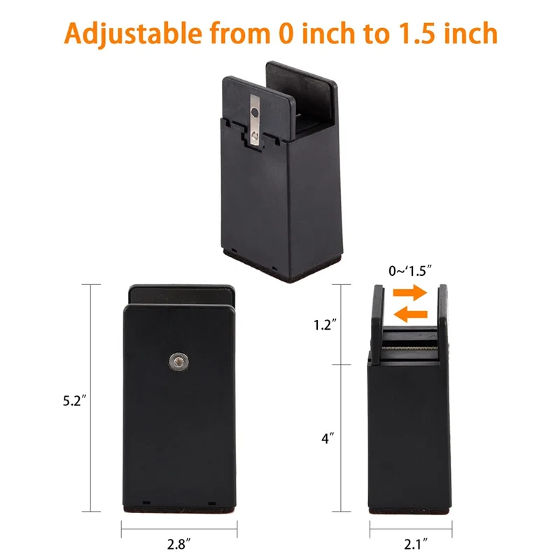 ABPQ-4Pc رافعات سرير قابلة للتعديل 4In رافعات الأثاث مع مشبك لولبي لسمك الأثاث 0-1.6 بوصة للطاولة