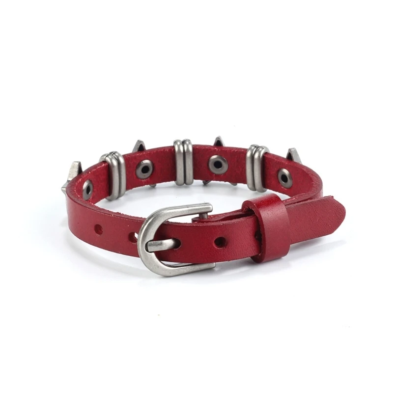 E0BF Goth Vintage Star Leather Alloy Bracelets For Women Men Gothic Retro Couple Bracelet Rock Party Jewelry Accessory-Decor image 2