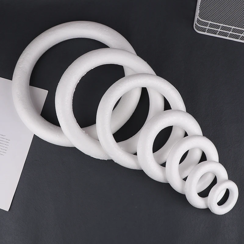 8/10/12/15/20/25/30CM Home White Round Foam Ring For Christmas Crafts DIY Handmade Wreath For Wedding Party Decorations