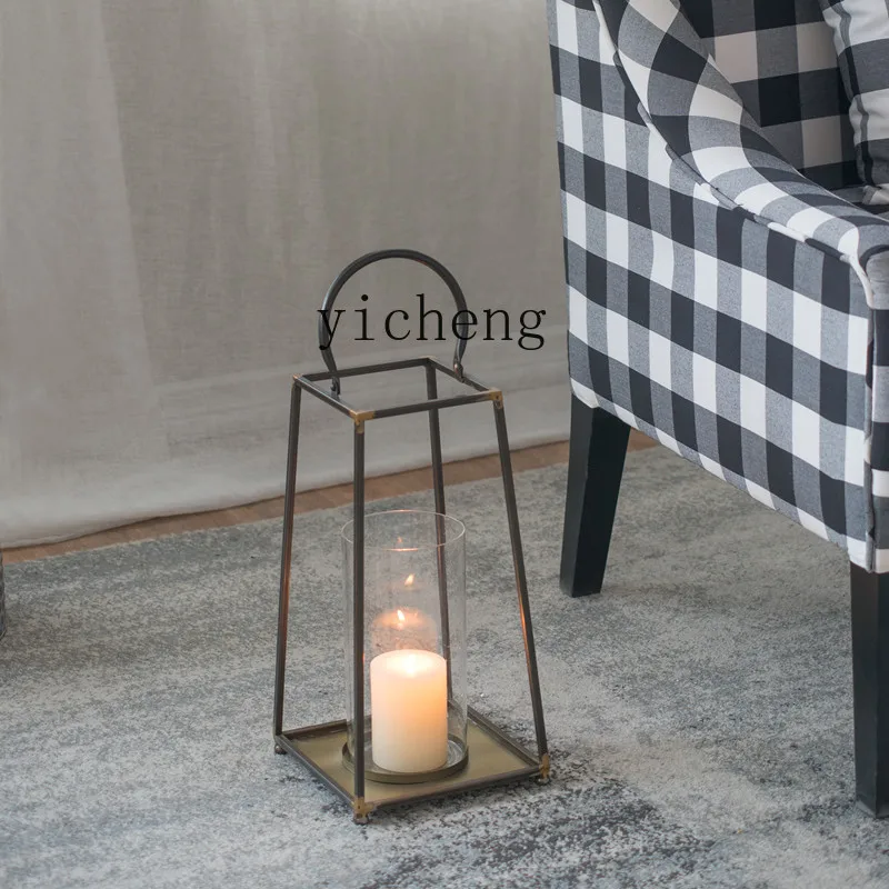 DSA wrought iron flower candle holder home decoration desktop ornament wind lamp display props decoration