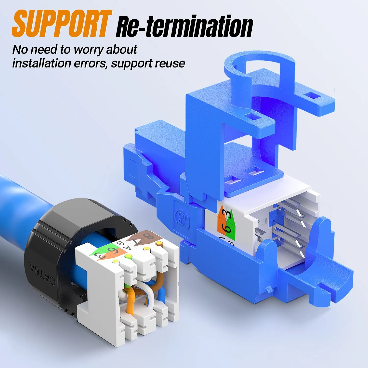 AMPCOM RJ45 Connectors Modular Plug, Cat6 Cat6A UTP Stecker Network Toolless Connector Ethernet Plugs Cable Internet Tools Free