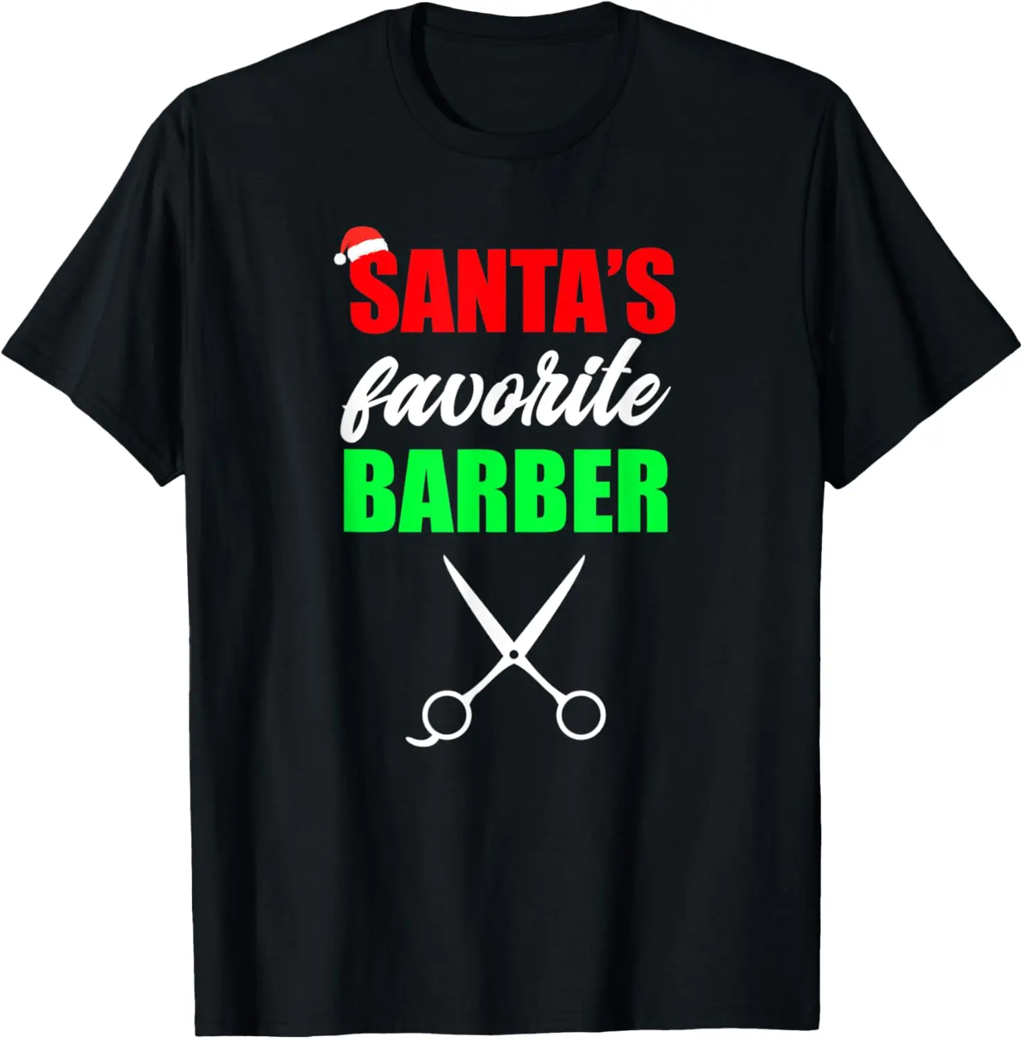 Santa's Favorite Barber Barbershop Hair Cutting Costume Gift T-Shirt