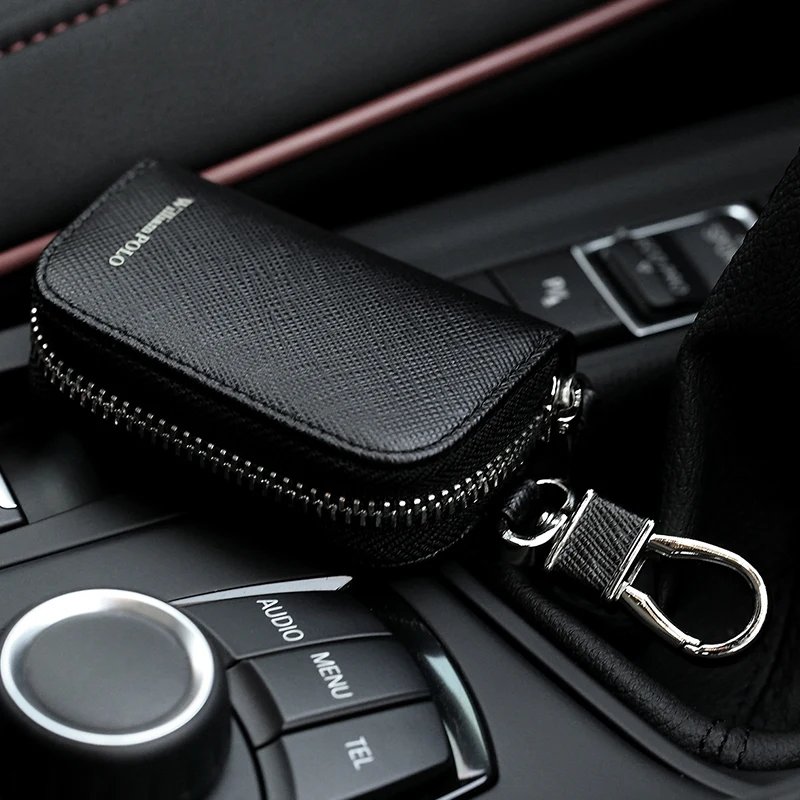 Men Key Holder Wallet Small Car Keychain Organizer Genuine Leather Waterdrop Shape Bag Brand WILLIAMPOLO