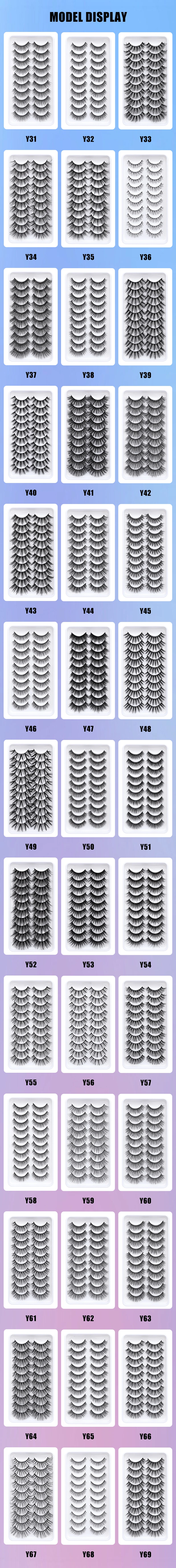DINGSEN Weiche gefälschte Wimpern, 10 Paar, 3D-natürliche Vollstreifen-Wimpern, Schönheitsbedarf, künstliche Nerz-Wimpern, Make-up-Streifen-Wimpern – Detail 4