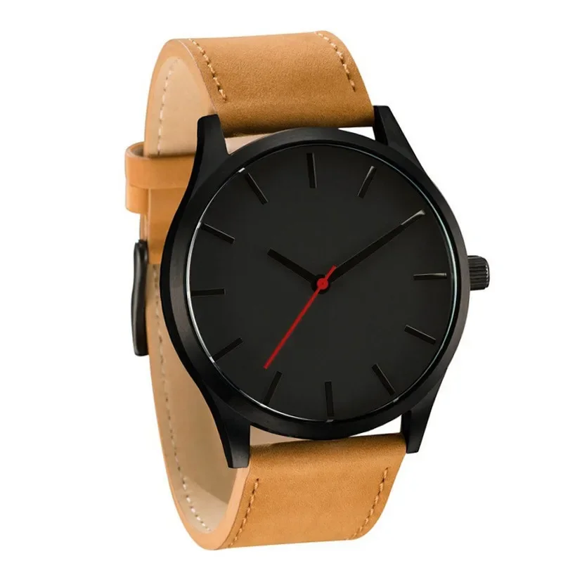 hot sale big dial men sports watch PU leather quartz men wrist watch