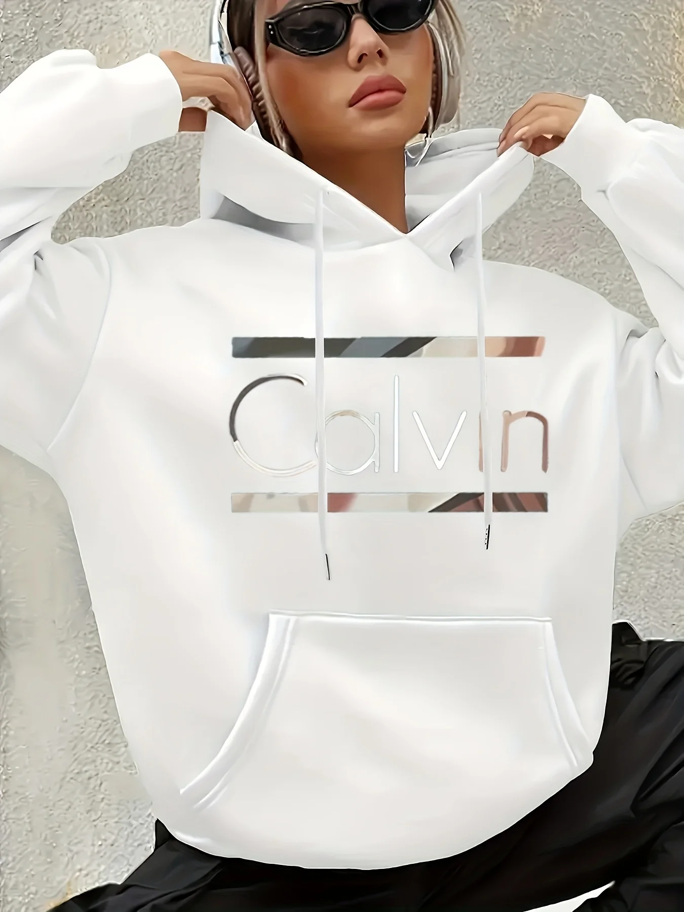 Women'S Hoodie Easy Letter Colorful Diagonal Stripe Front Print Loose Drop Shoulder Pullover Fall Casual Top