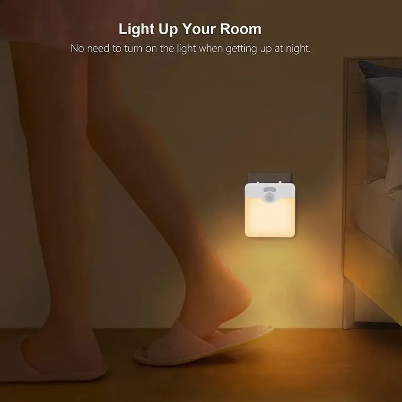 White Plug In LED Night Lamp, Dimmable Motion Sensor Wall Light for Bedroom Hallway Stairs Corridor Home Decor Lighting - view 4