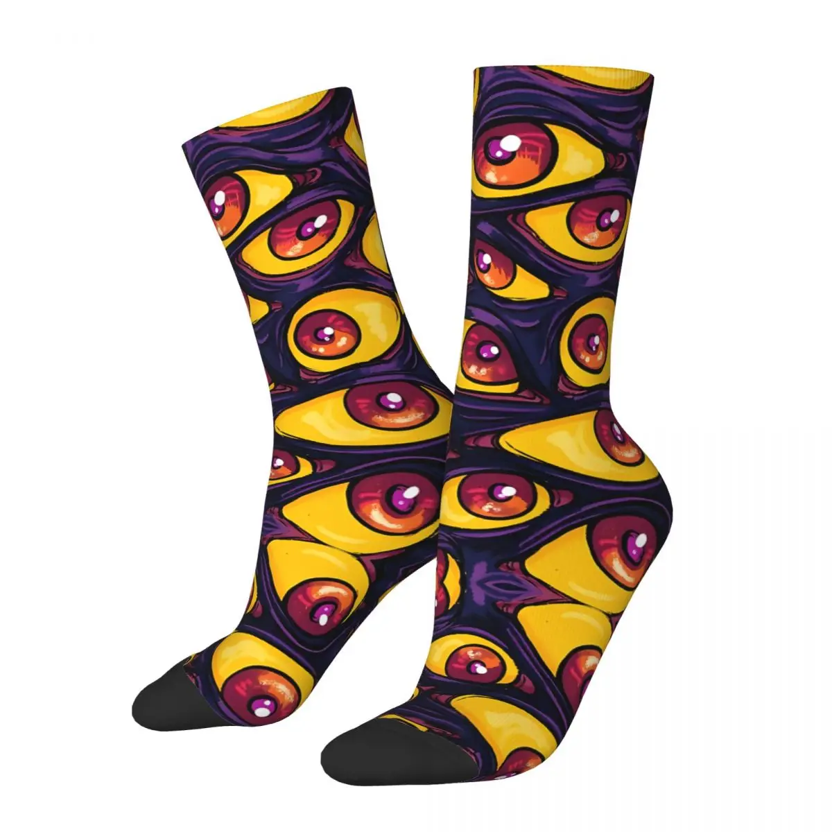 Crazy compression Wall Of Eyes In Dark Purple Case Sock for Men Vintage Selling Seamless Pattern Crew Sock Novelty