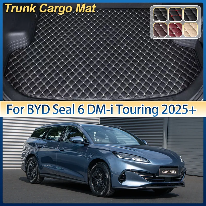 For BYD Seal 6 DM-i Touring 2025 2026 Leather Car Trunk Mat Cargo Storage Pad Cushion Liner Boot Carpet Rug Interior Accessories