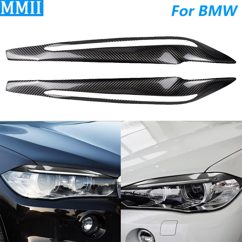 

For BMW X5 F15 2014-2018 Real Dry Carbon Fiber Front Headlight Eyelid Eyebrow Cover Panel Decorative Car Accessories Decoration