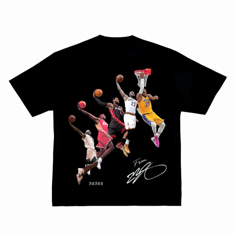 2025 James Five Period Dunk Record-breaking Commemorative American Short-sleeved Pure Cotton Short-sleeved Tt Shirt Tide