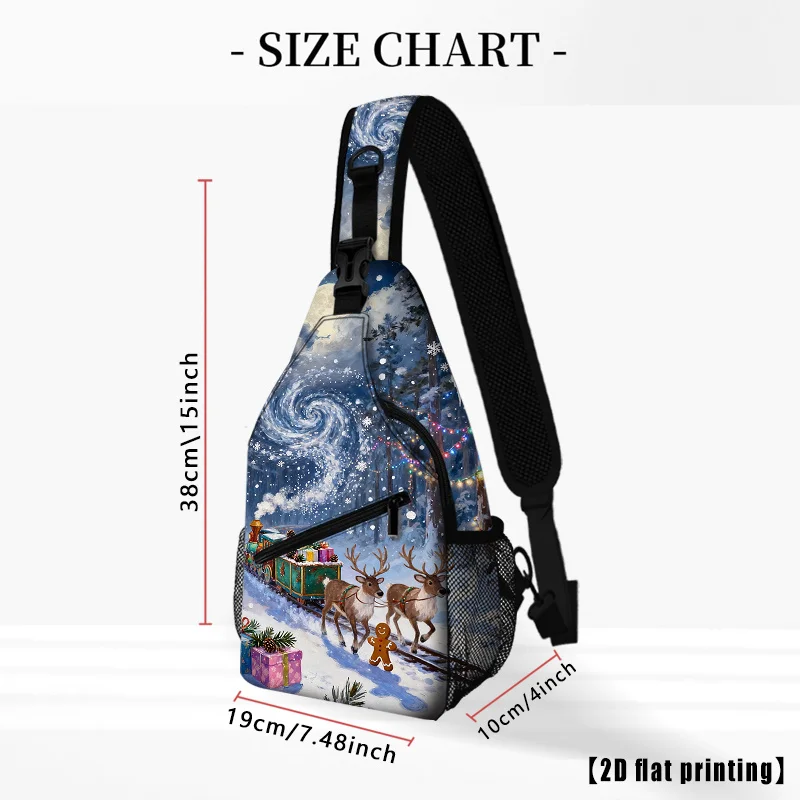 تصميم غزال الغابة الثلجية للشتاء مطبوع عليه قطار قرية عيد الميلاد، متين مع مقصورات متعددة، نمط كاجوال للسفر