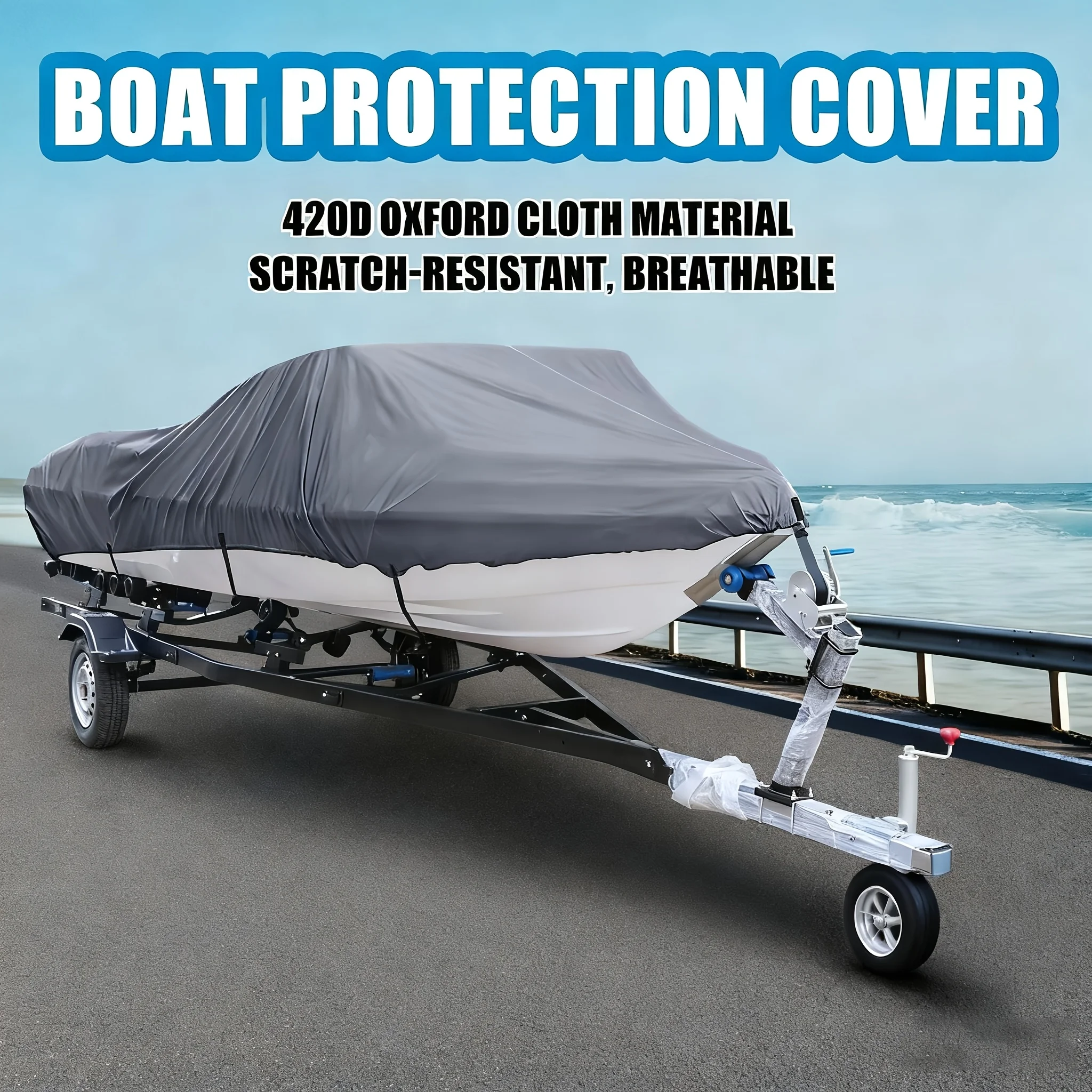 KOETSU 1-Pack Gray Boat Covers - 5 Sizes Available for Universal Fit And Protection