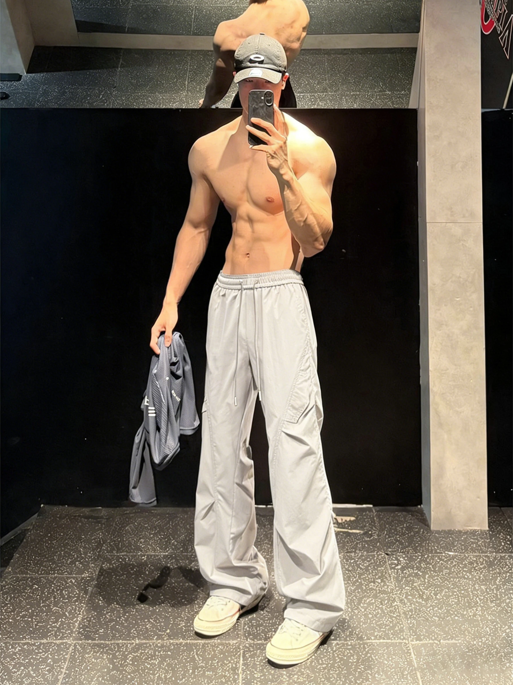 American Style Nylon Quick Dry Fitness Pants Men Summer Thin Folded Soldier Workwear Trousers Casual Bell Bottoms