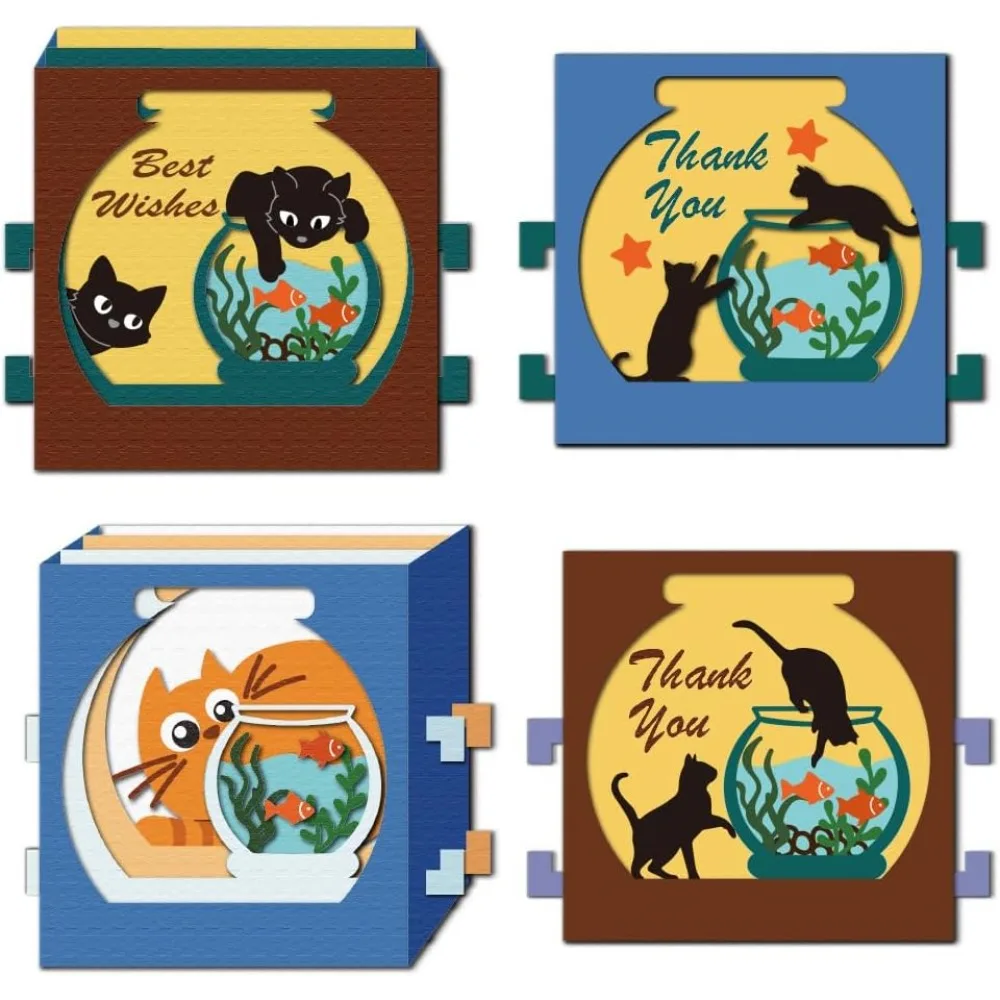Schneideformen aus Kohlenstoffstahl mit Fisch- und Katzenmotiv für DIY-Scrapbooking, Fotoalbum, dekorative Prägung von Papierkarten