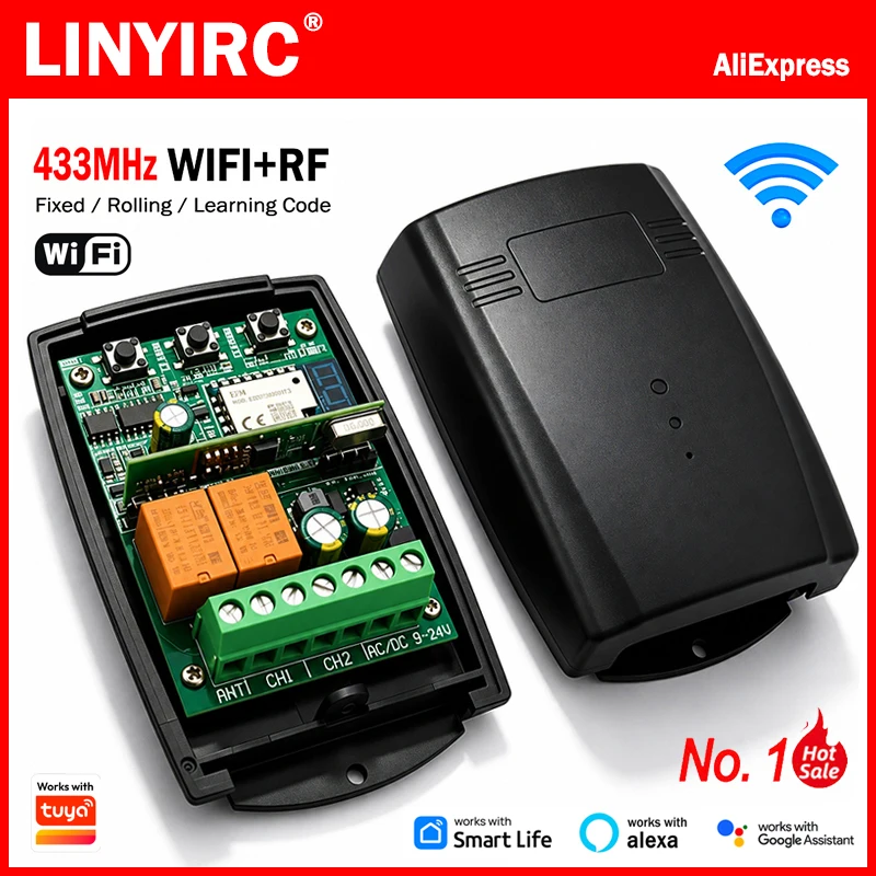 Works With Tuya Wifi RF 433MHz Smart Relay Switch Wireless Remote Control Receiver Module Home Automation Alexa Google Assistant