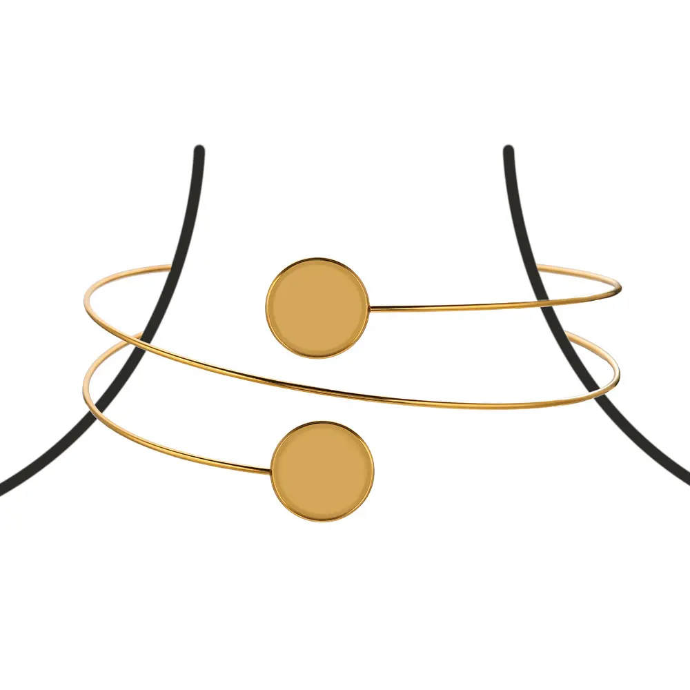 

Колье из нержавеющей стали 25 мм, поднос из смолы, кабошон, основание, двойная проволока, пустое ремесленное ожерелье для DIY, принадлежности для изготовления ювелирных изделий