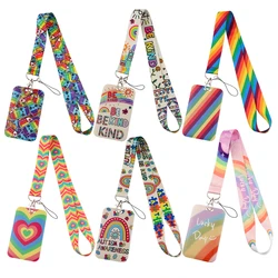 Geluk Dag Regenboog Roze Nekriem Lanyard Sleutelhanger Voor Sleutels Id-kaart Badge Houder Telefoon Riemen Sleutelhangers Lariat Mode-sieraden
