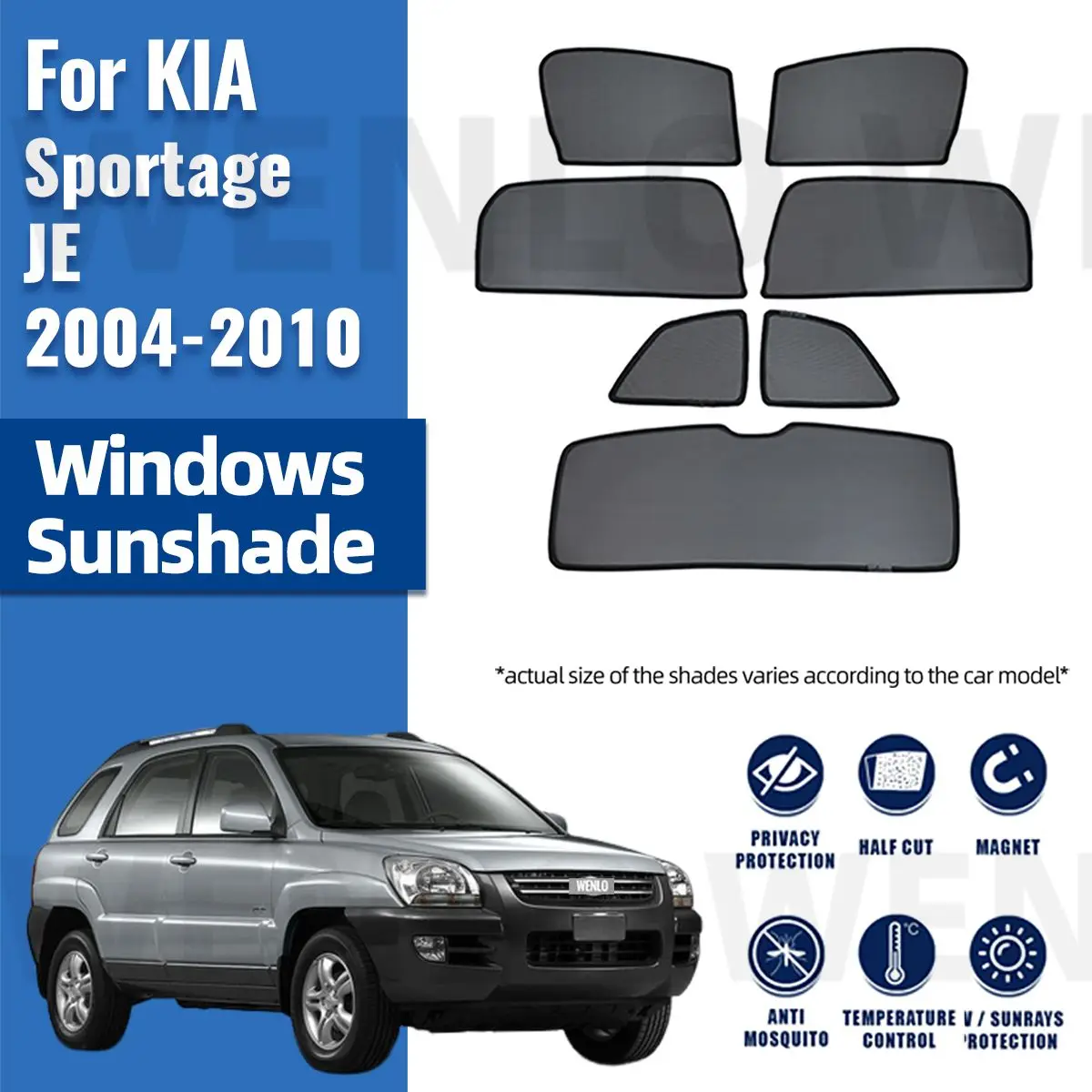 

For Kia Sportage JE 2004-2010 Magnetic Car Sunshade Shield Front Windshield Frame Curtain Rear Baby Side Window Sun Shade Visor