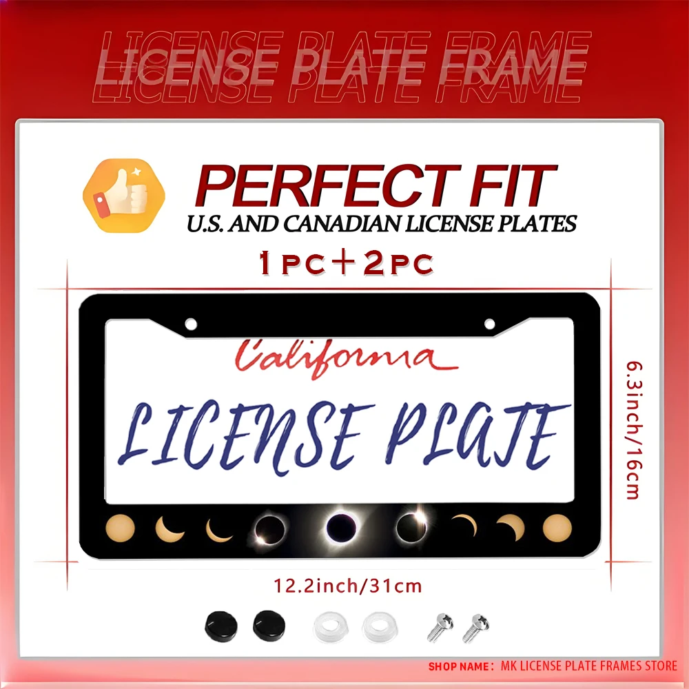 

Новинка и развлечение — черный солнечный затмение — алюминиевая рамка номерного знака с 2 отверстиями и комплектом винтов, украшение автомобиля в подарок, 6x12