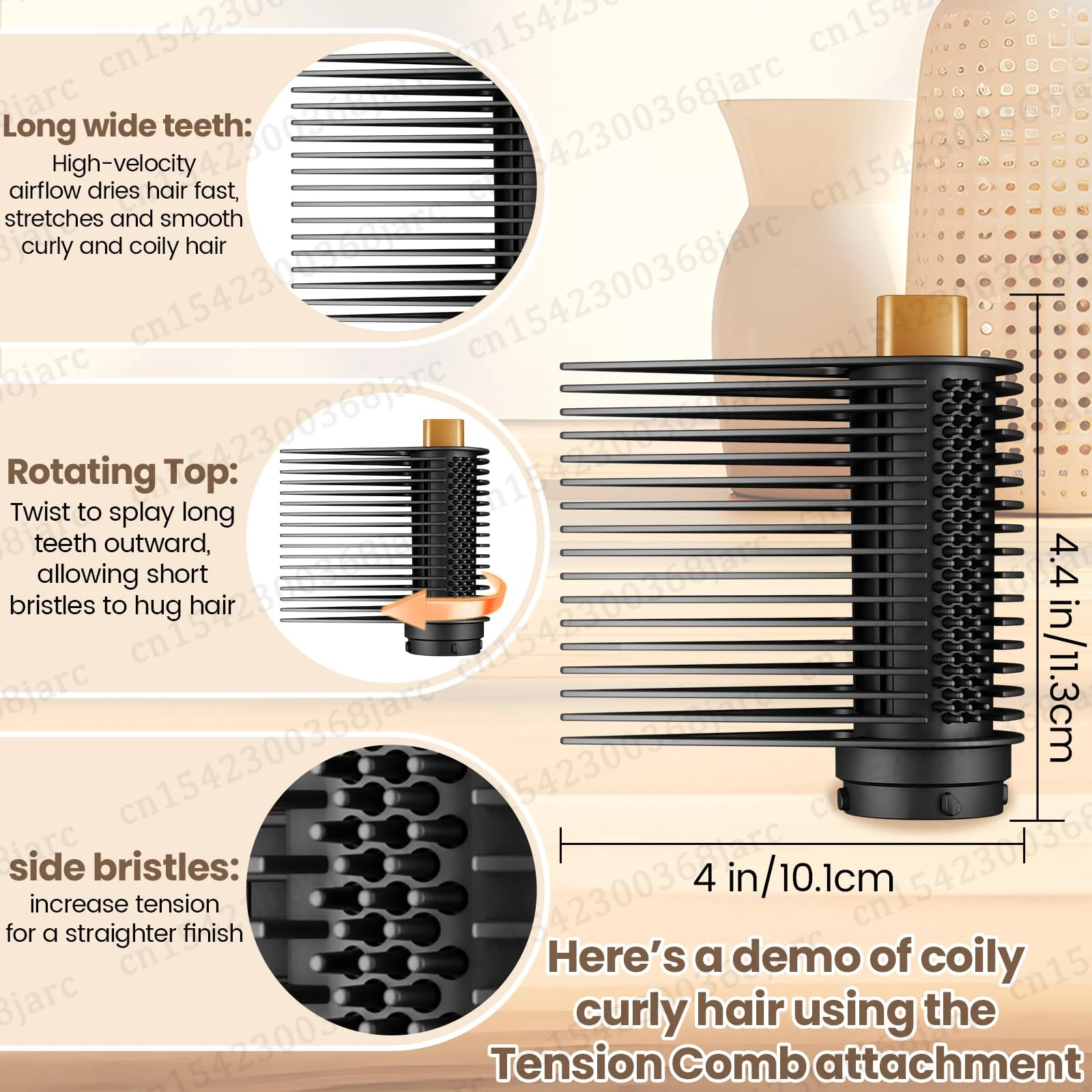 Upgraded Wide-Tooth Tension Co - огляд і ціна Detangling Wide Comb