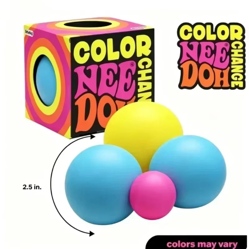 Needoh Snow Ball Crunch Color Change Fidget Squishy Toys Stress Relief Anti-anxiety Sensory Squeeze Toys Gifts for Focus ADHD