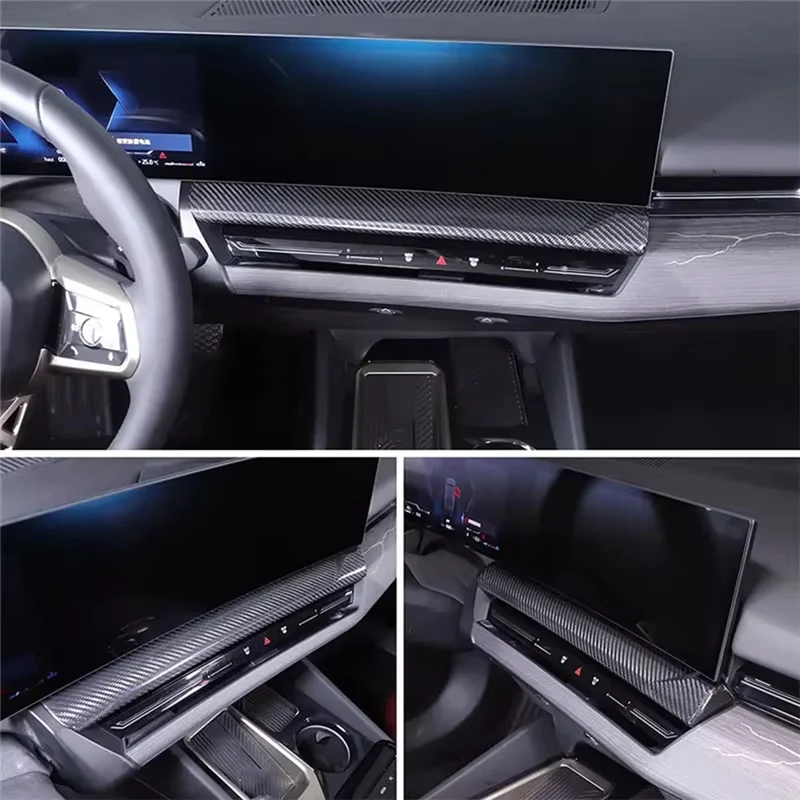 

High Quality Real Carbon Fiber Car Center Control Navigation Screen Lower Panel Decorative Cover For BMW 5 Series G60 2024