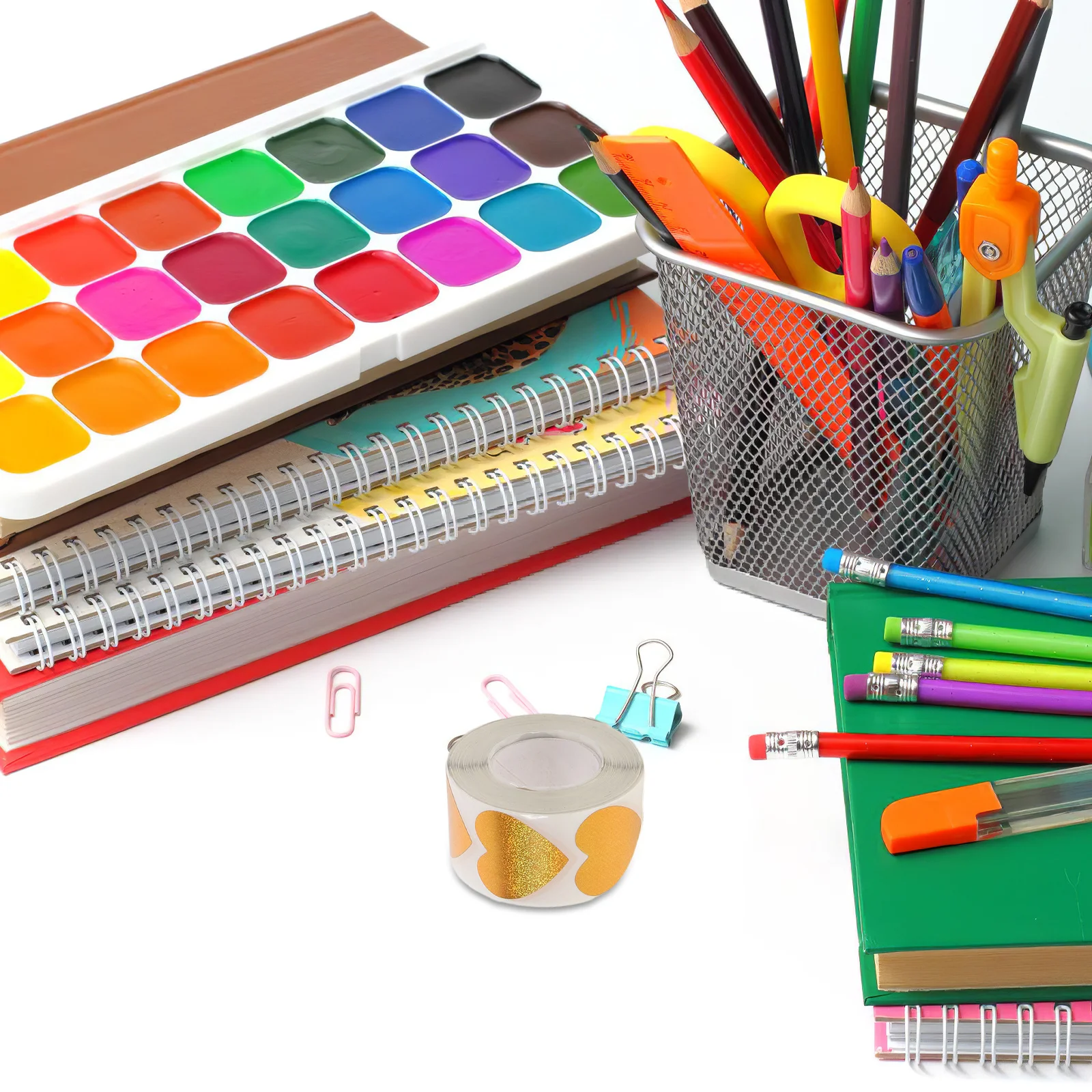 

4 Rolls Glitter Heart Stickers Love Shape Labels Self Adhesive Heart Sealing Labels for Valentine's Day Envelopes Presents