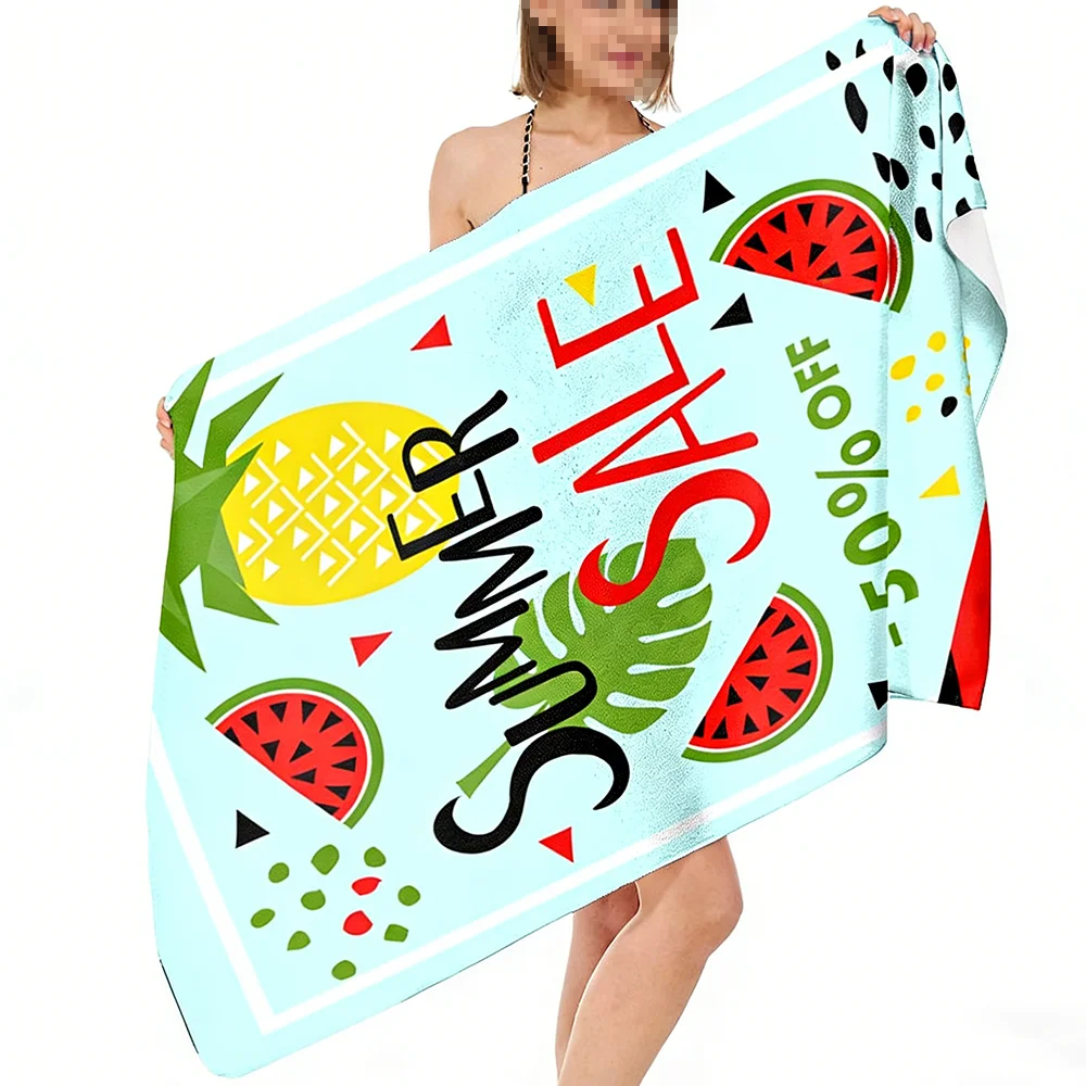 1Pc Fruit Lemon Watermelon Print Beach Towels,Soft Skin-friendly Towel for Swimming Picnic Hotel Sports Bathroom Multi-purpose