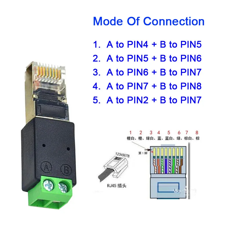 RJ45 to 2p/4p/8p green terminal 485 terminal network adapter crystal head RJ45 terminal